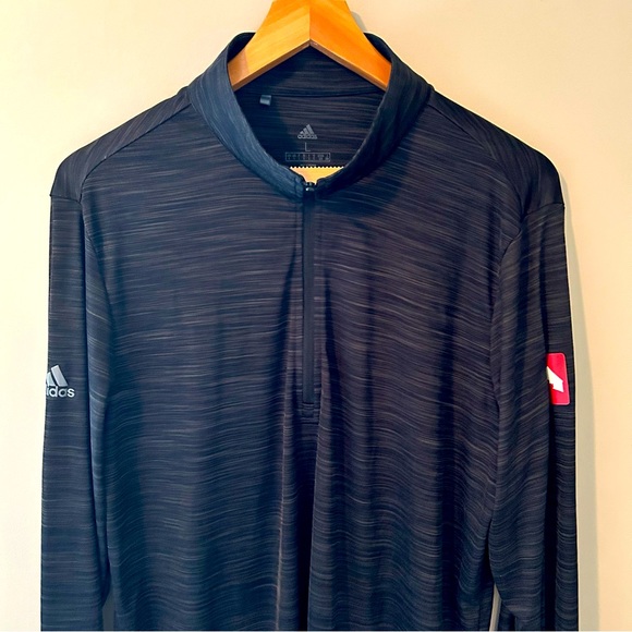 Adidas Long Sleeve shirt in dark black/grey stripes - LARGE - Picture 2 of 11